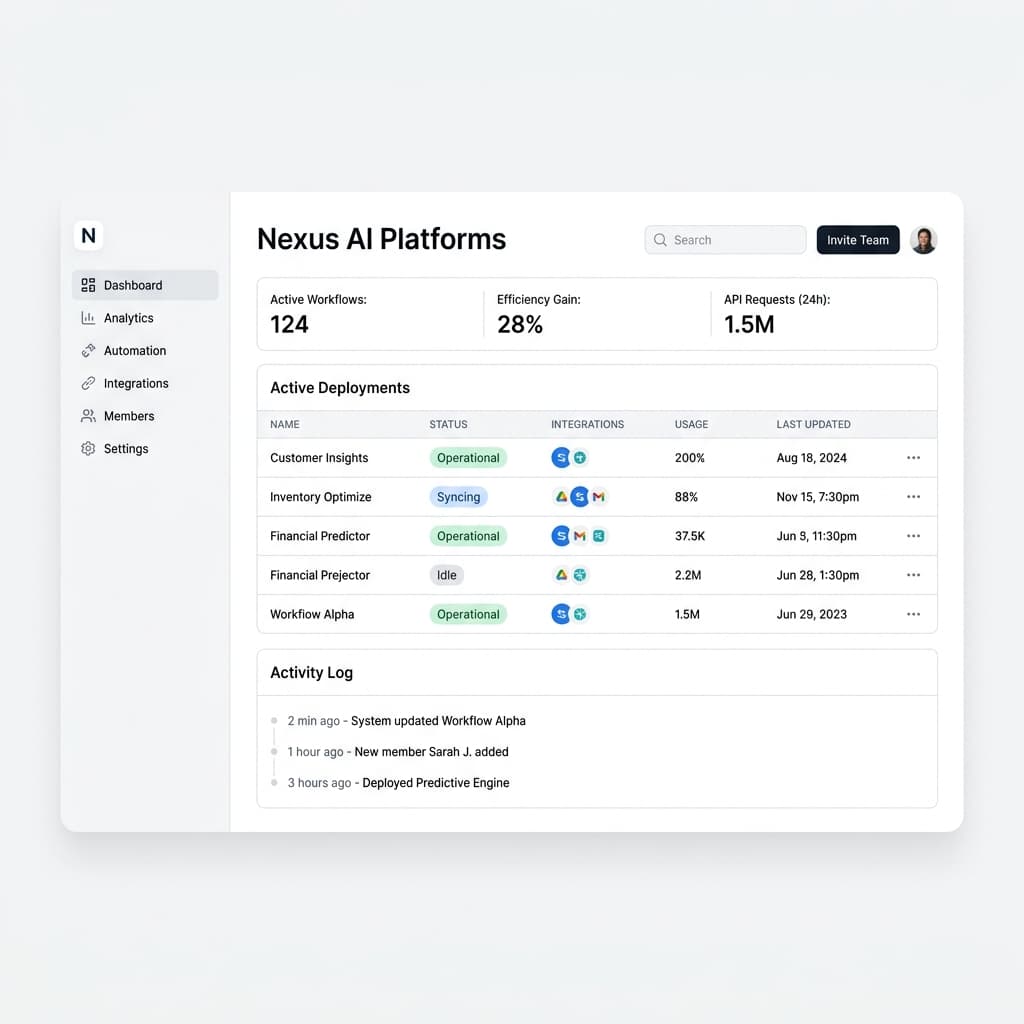 AI enterprise platform interface